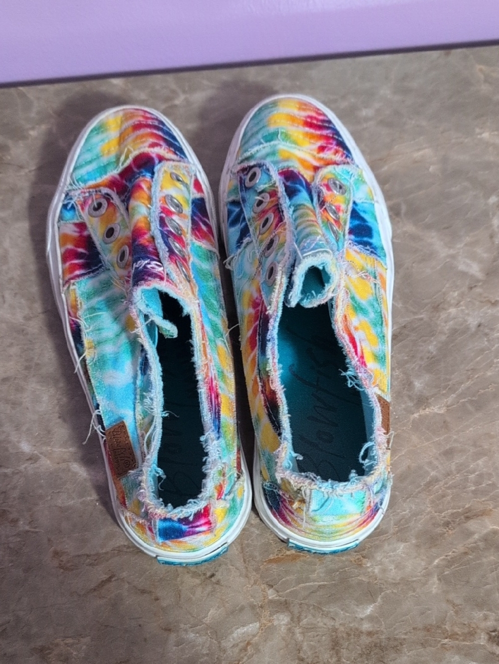 Tie-Dye Slip-On Frayed Canvas Sneakers - Multi-Color